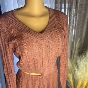 Pink Cable Knit Sweater Set